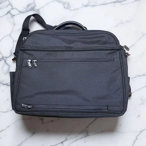 Tumi Black Nylon Expandable Portfolio Alpha Laptop Bag